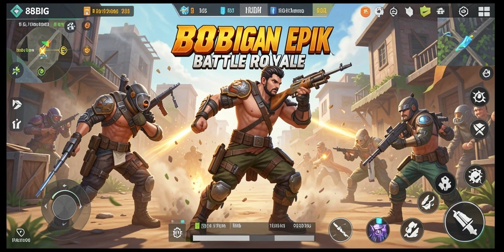 Tangkapan layar menampilkan aksi intens dalam pertempuran Battle Royale.