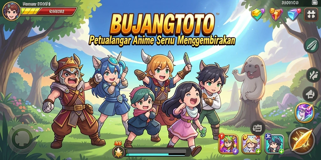 Tampilan permainan seru di BUJANGTOTO dengan aksi karakter Anime.