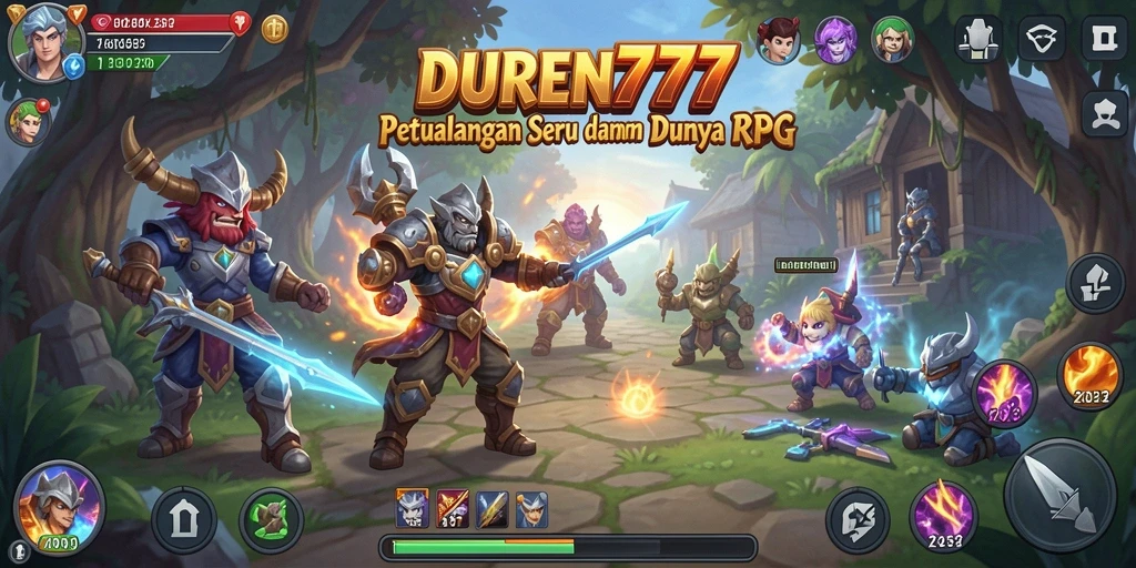 Tangkapan layar DUREN777 memperlihatkan aksi pertarungan seru dalam permainan RPG.