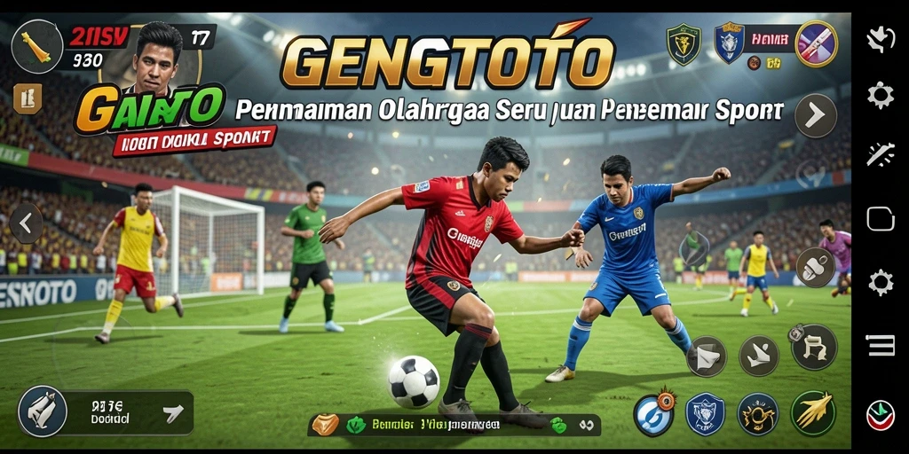 Screenshot GENGTOTO menampilkan aksi seru di lapangan olahraga.