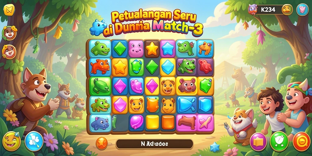 Tampilan gameplay K234 yang menarik dalam genre Match-3.