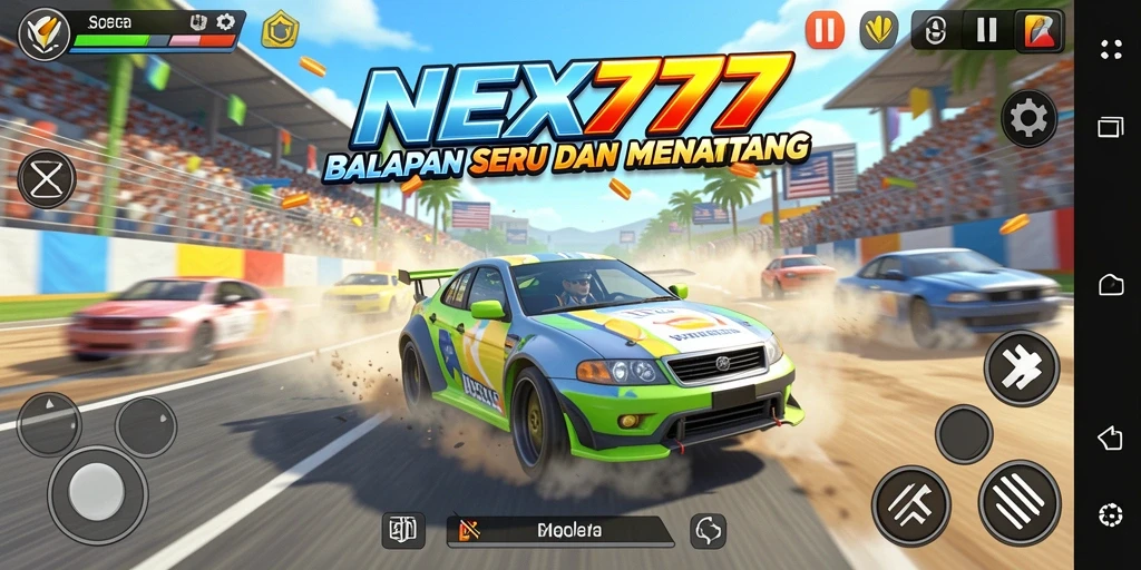 Gameplay balapan menegangkan dalam NEX777 dengan grafik menawan.