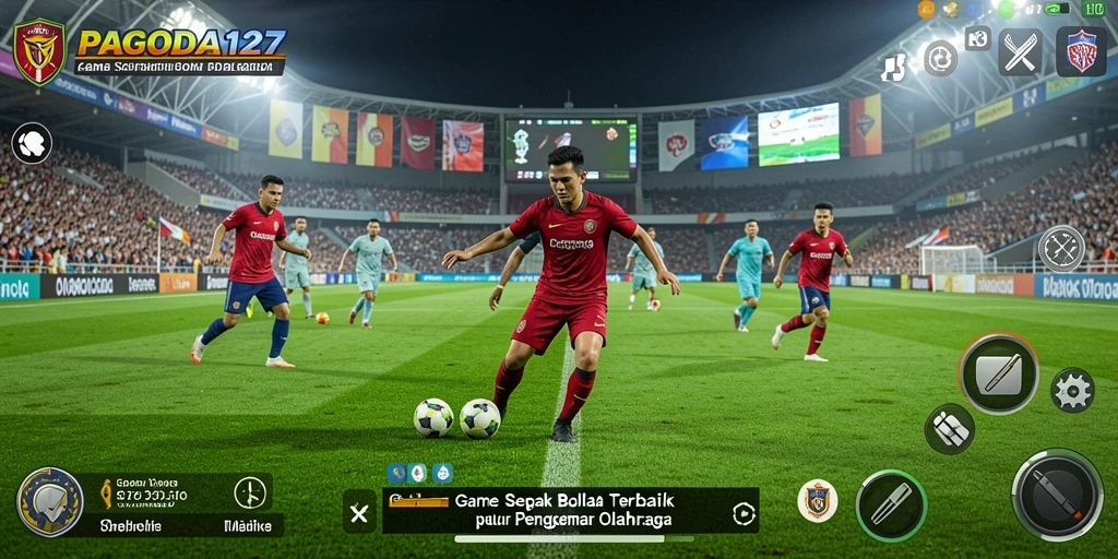 Tampilan seru gameplay di PAGODA127 dengan aksi sepak bola yang mendebarkan.